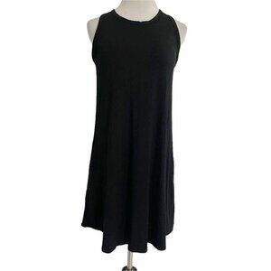 SheBird Size 4 The Tunic Tank Dress Black Pockets Built in Bra Travel Flowy